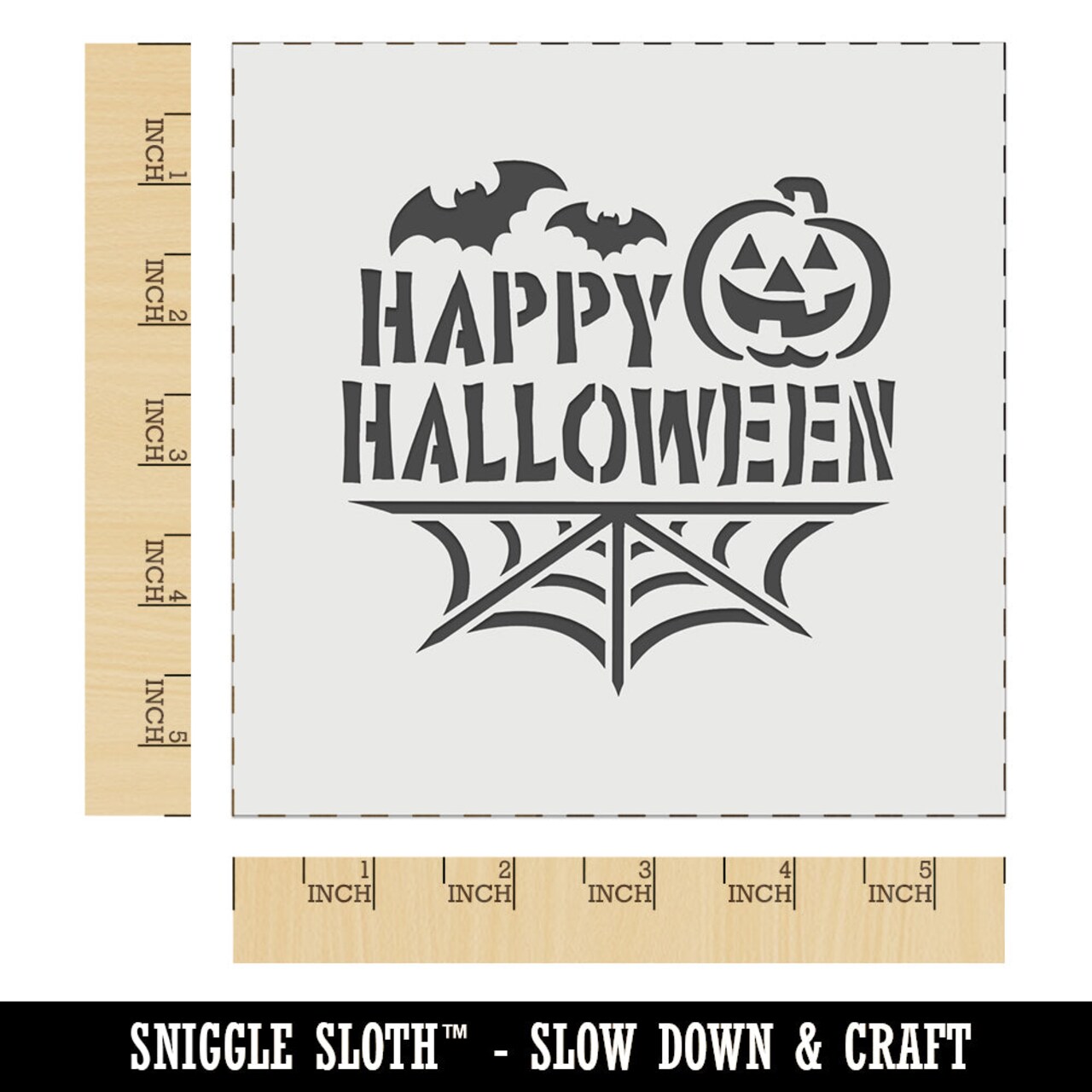 Happy Halloween Bats Spider Web Jack-O'-Lantern Wall Cookie DIY Craft Reusable Stencil